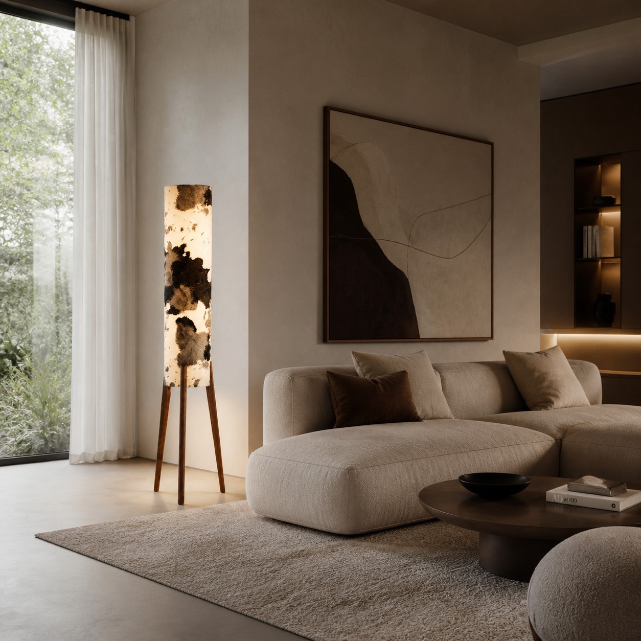 Woonkamer met koeienprint
