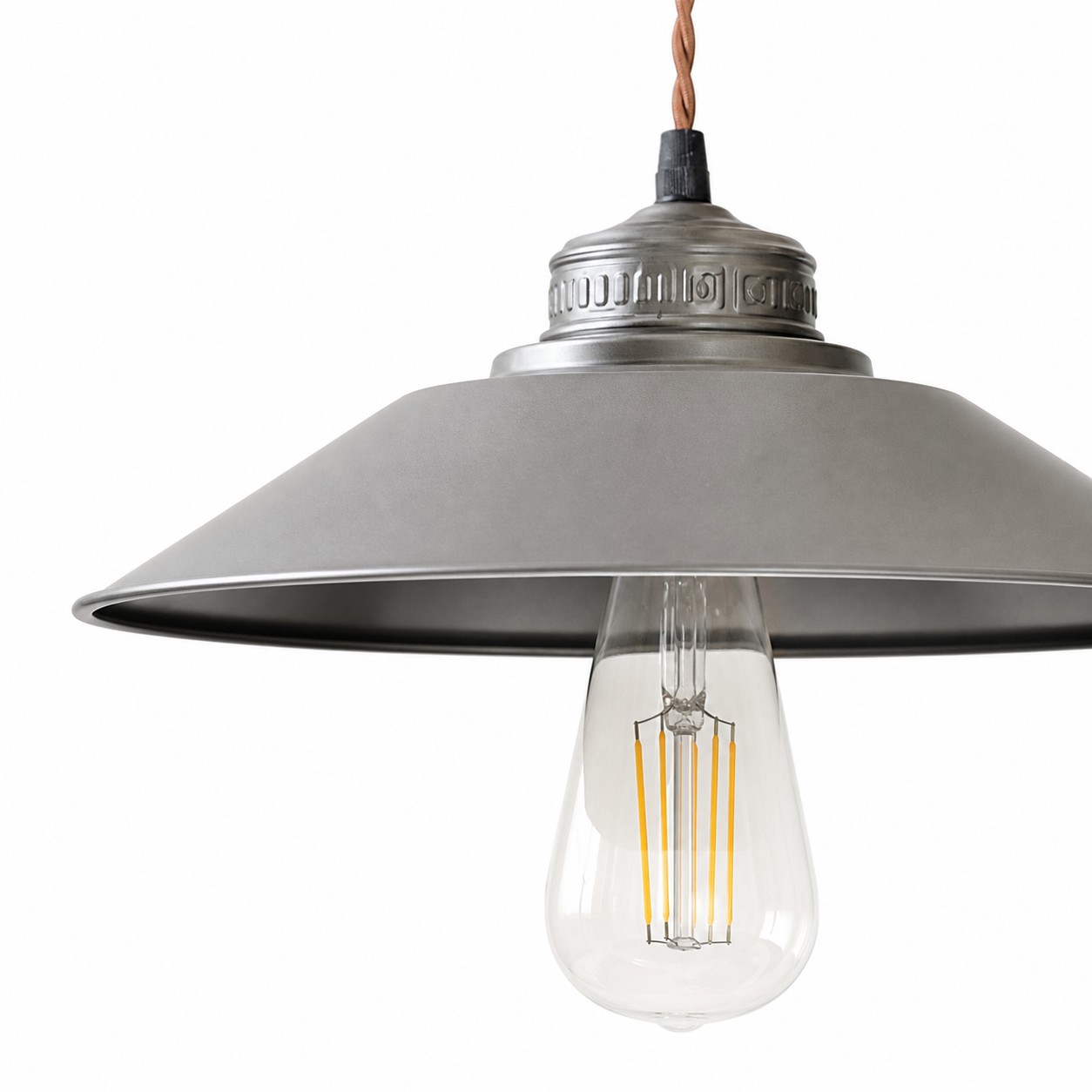 Ribbed saucer pendant light detail