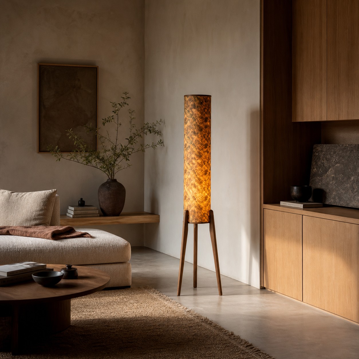 Lounge-opstelling met houtprint