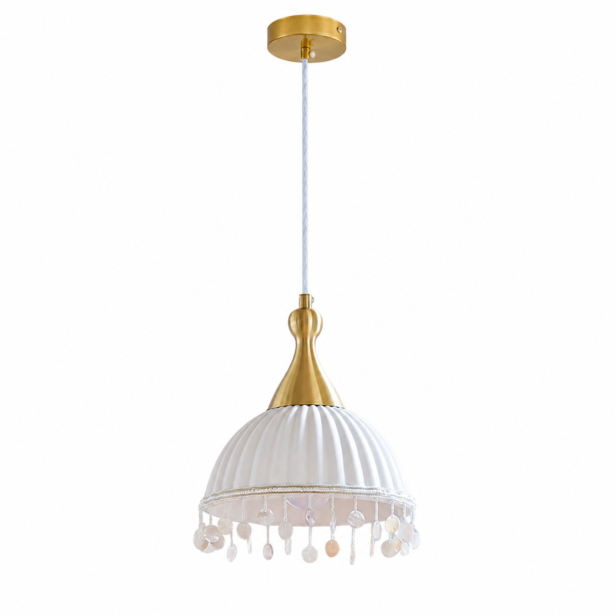 Beaded Ribbed Ceramic Shade