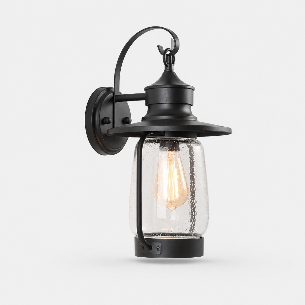 sand black outdoor wall sconce on gray background