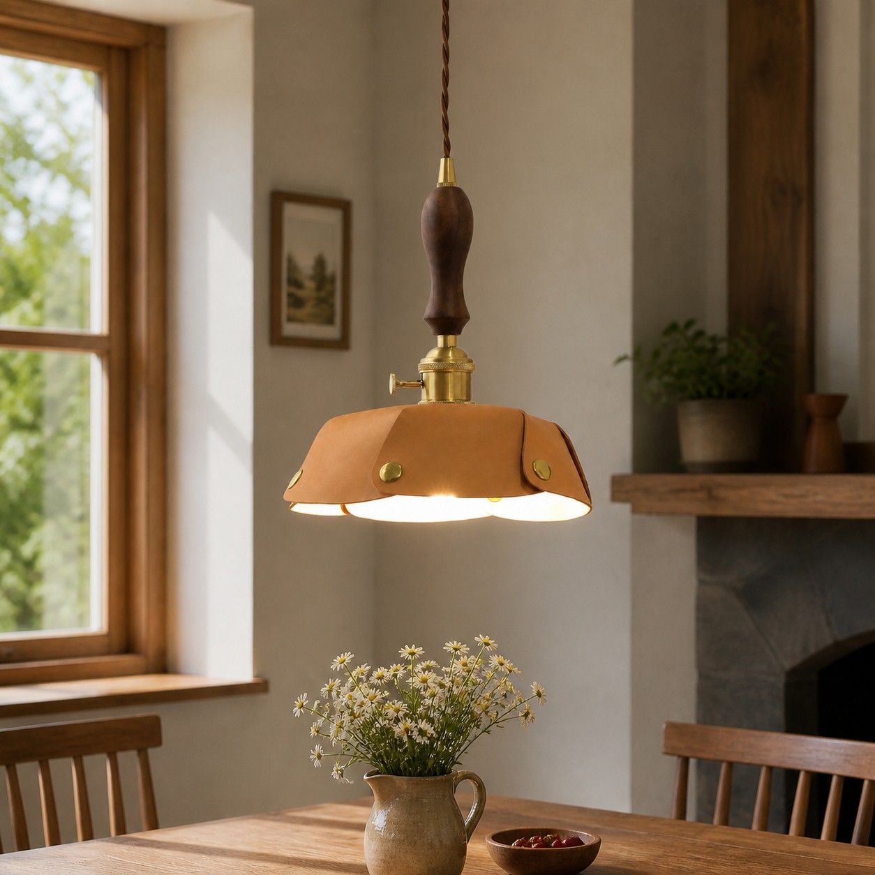 A softer focal point for wood, linen, ceramic, and vintage rooms.
