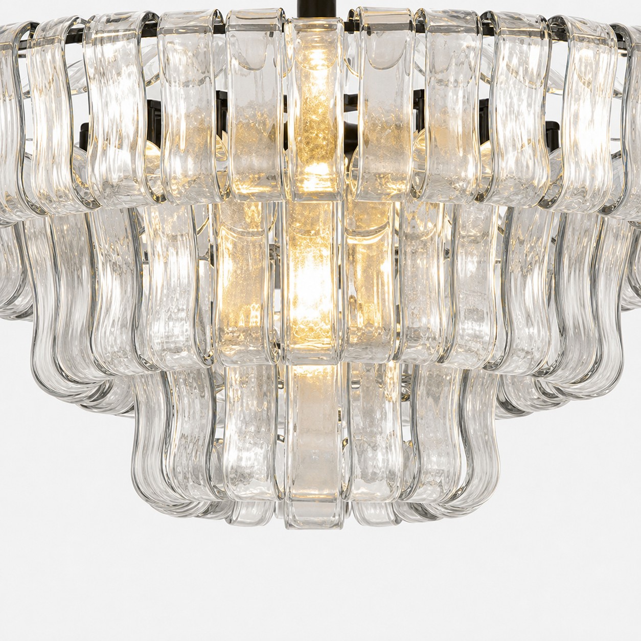 French vintage ripple glass chandelier with smoked glass