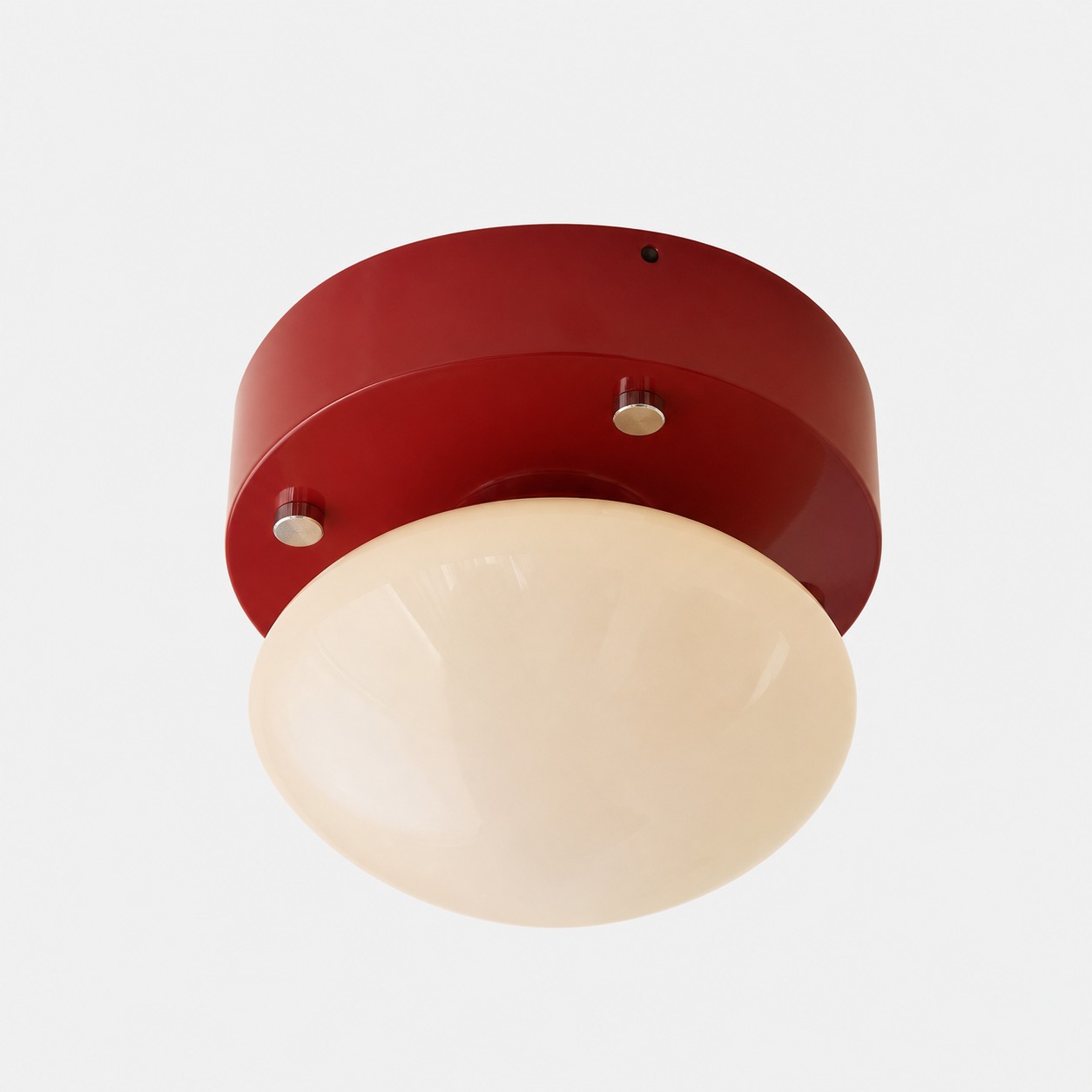 Oval röd och krämfärgad LED-taklampa i glas för infälld montering
