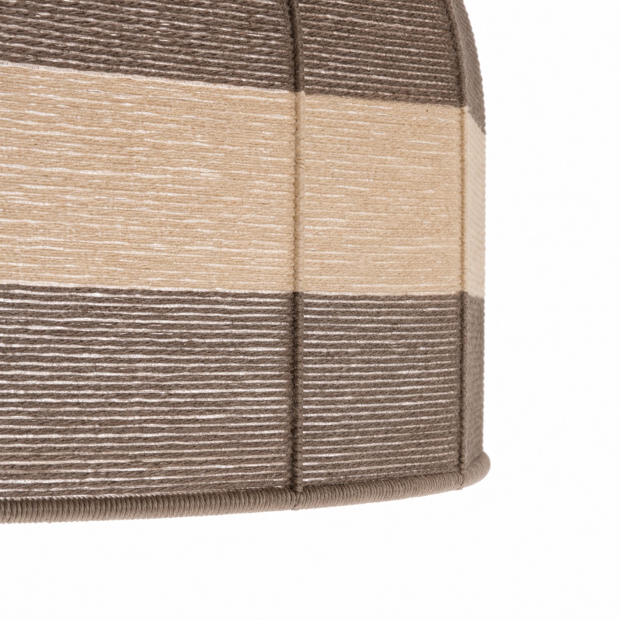 Close-up of ivory and taupe thread wrapping along the shade rim