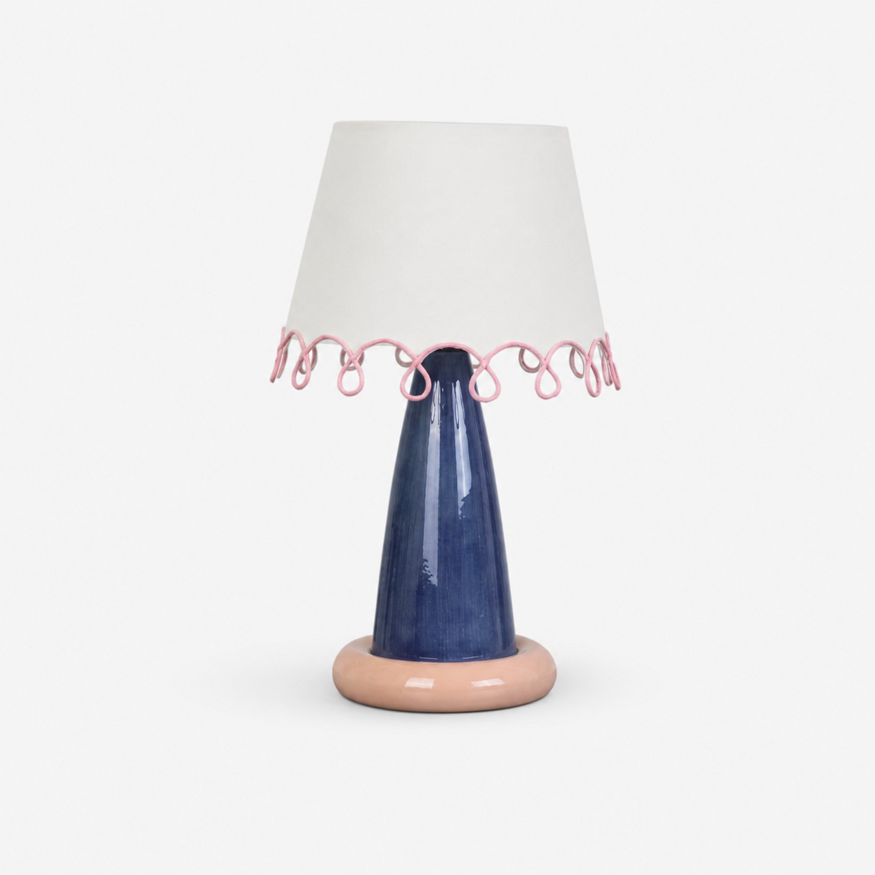 Sculpturale keramische tafellamp met lusvormige rand