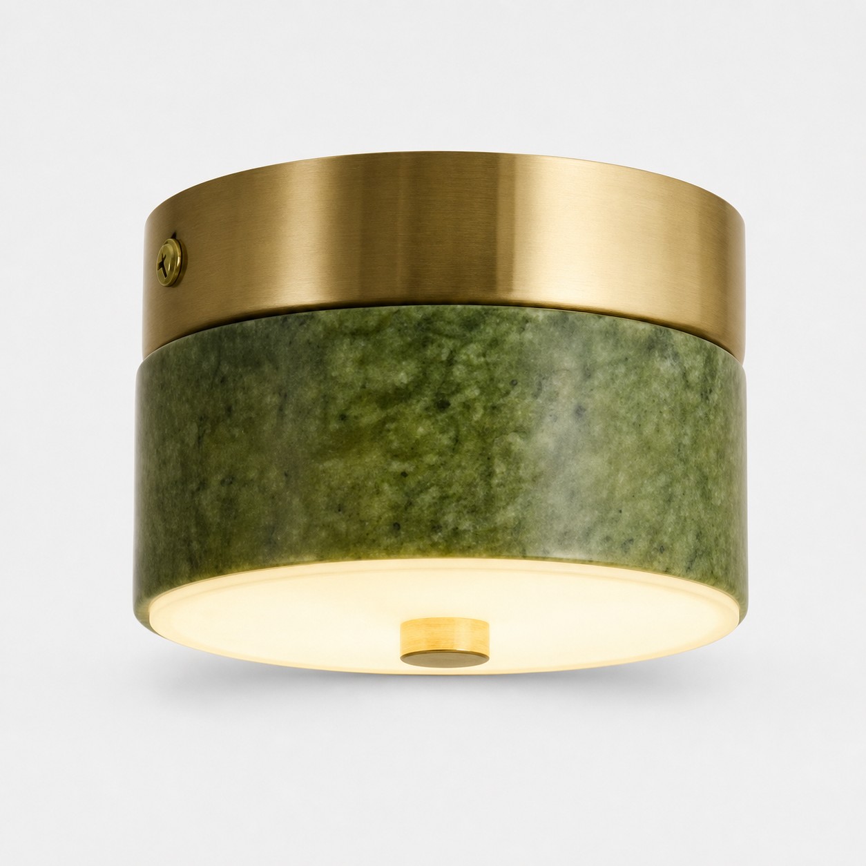 Green Jade Stone / Brass Tone Metal