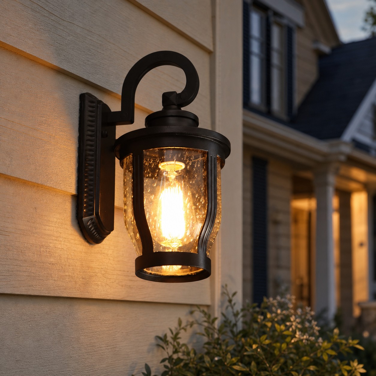 vintage outdoor wall sconce installed in a porch scene