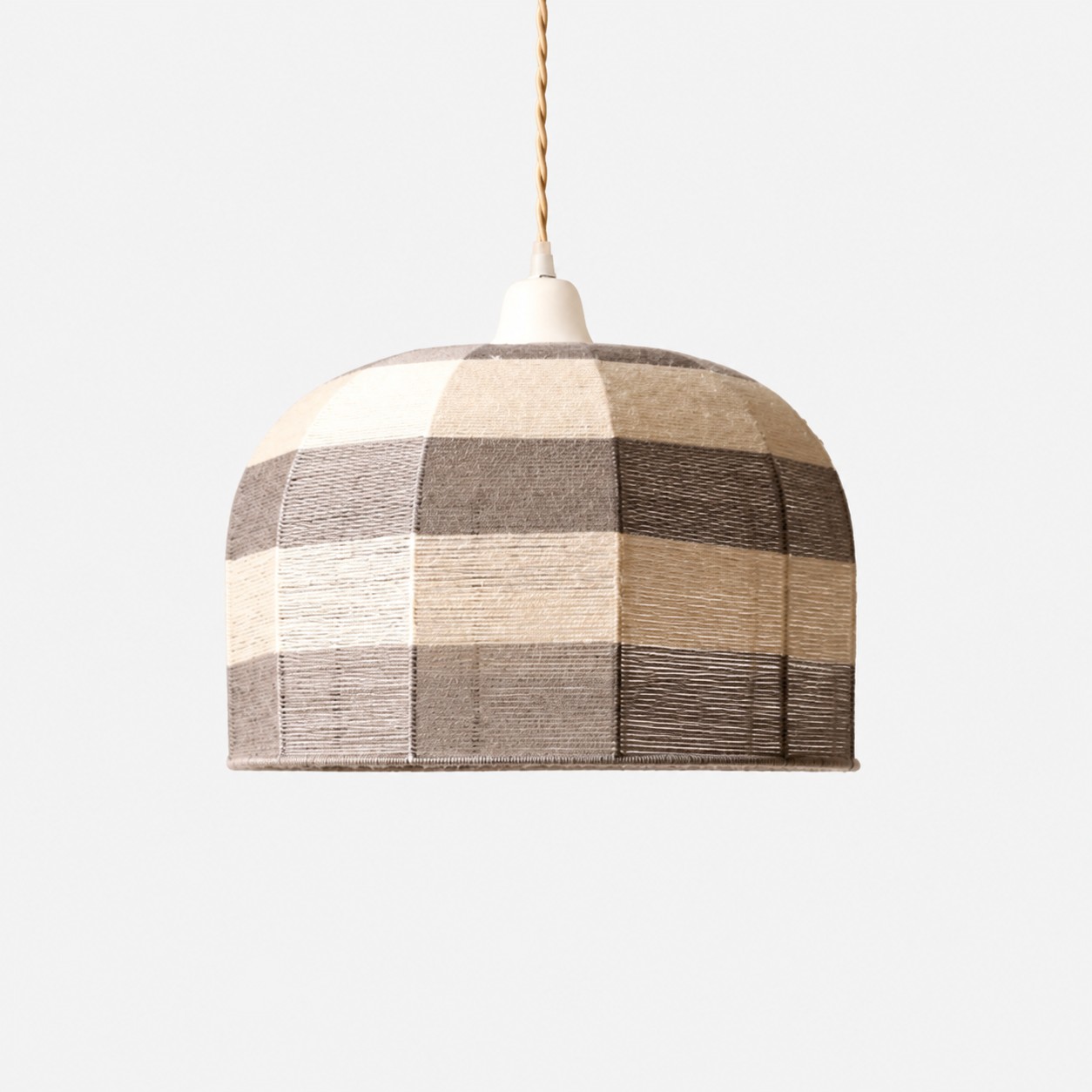 Patchwork cotton thread dome pendant light with white ceiling canopy