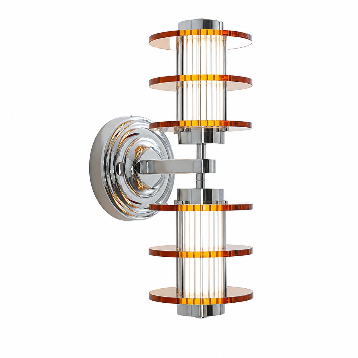 Vertical Cylinder Amber Acrylic Chrome wall lamp