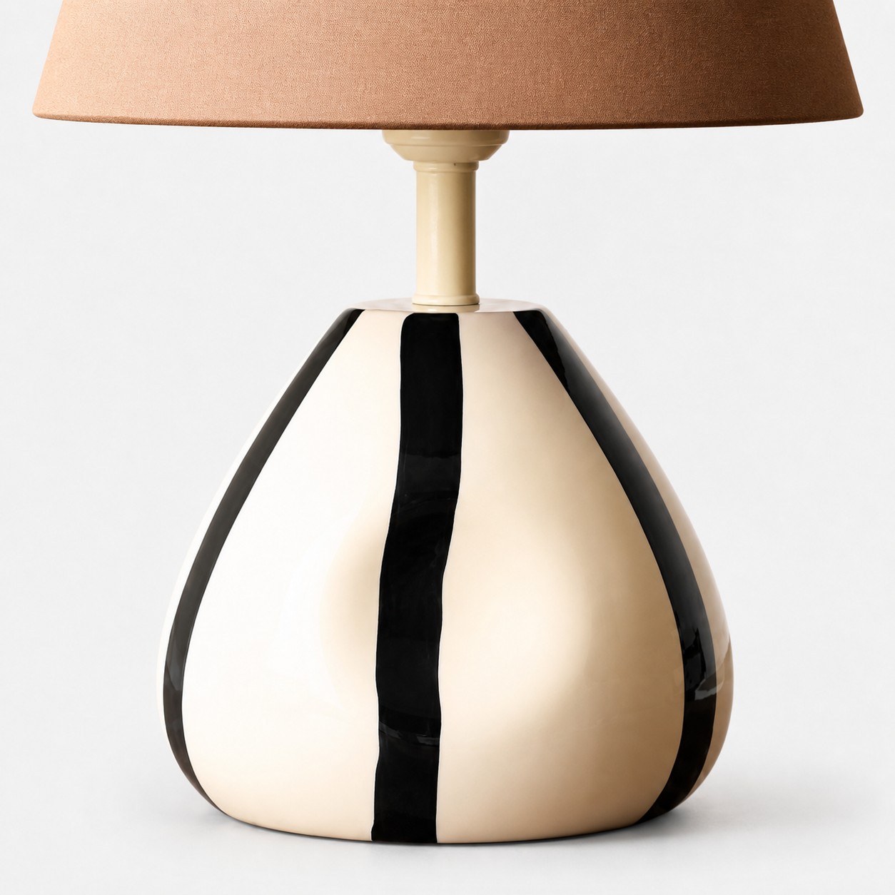Black striped ceramic table lamp base detail