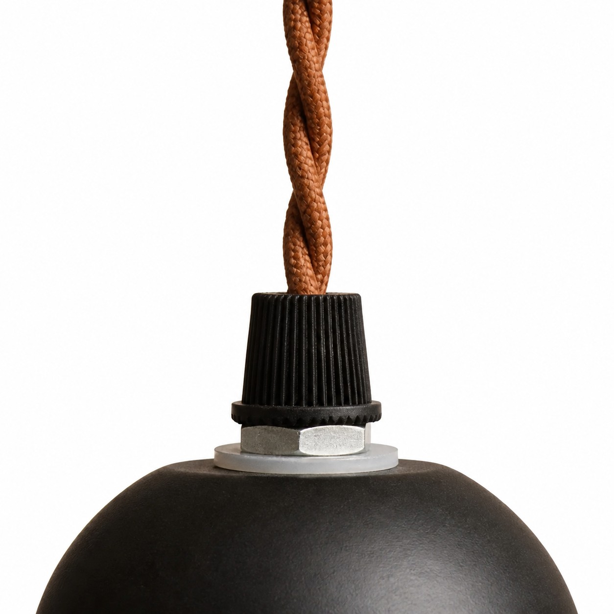 twisted cord and top fitting of square fabric pendant lamp