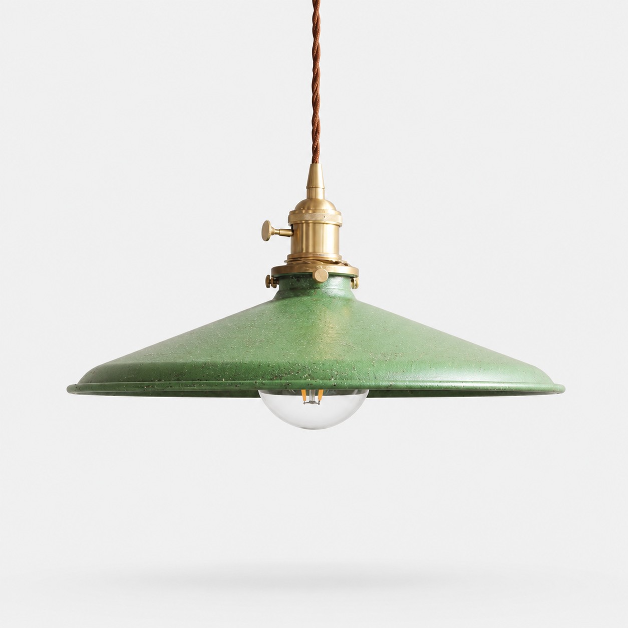 rustic green 35 cm pendant light on gray background