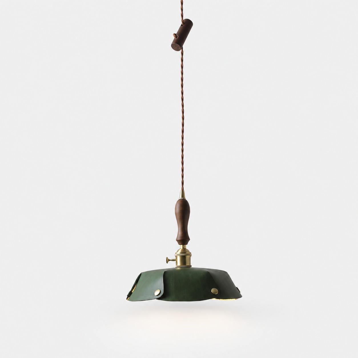 Single Pendant Deep Green Leather Shade Dia. 30 cm / 11.8 in
