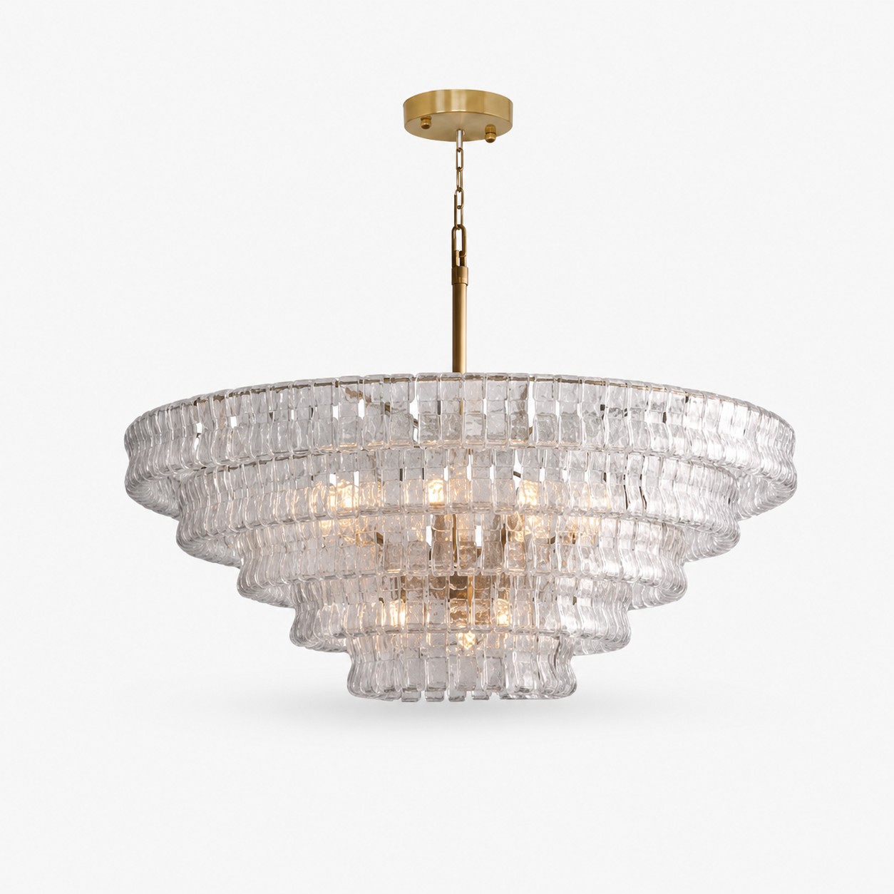 French vintage ripple glass chandelier with smoked glass Ø120 × H45 cm / Ø47.2 × H17.7 in