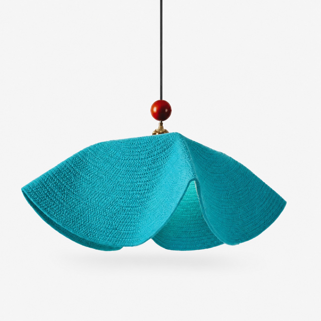 Blauwe hanglamp van geweven stof
