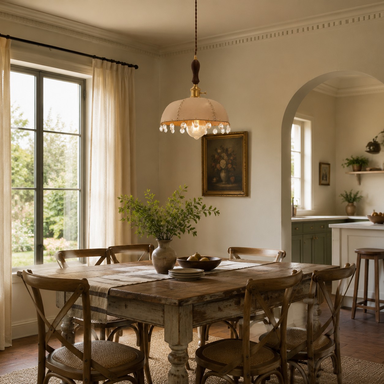 A warm focal point for rooms with wood, leather, and aged metal