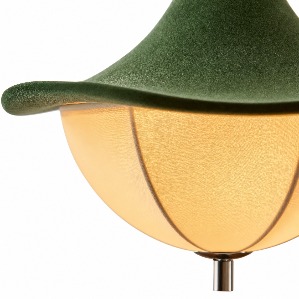 Green fabric pendant lamp detail