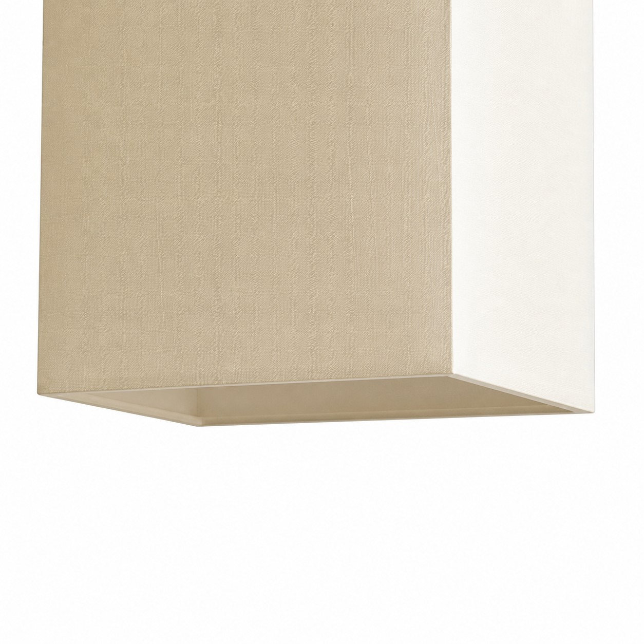 bottom edge detail of square fabric pendant shade