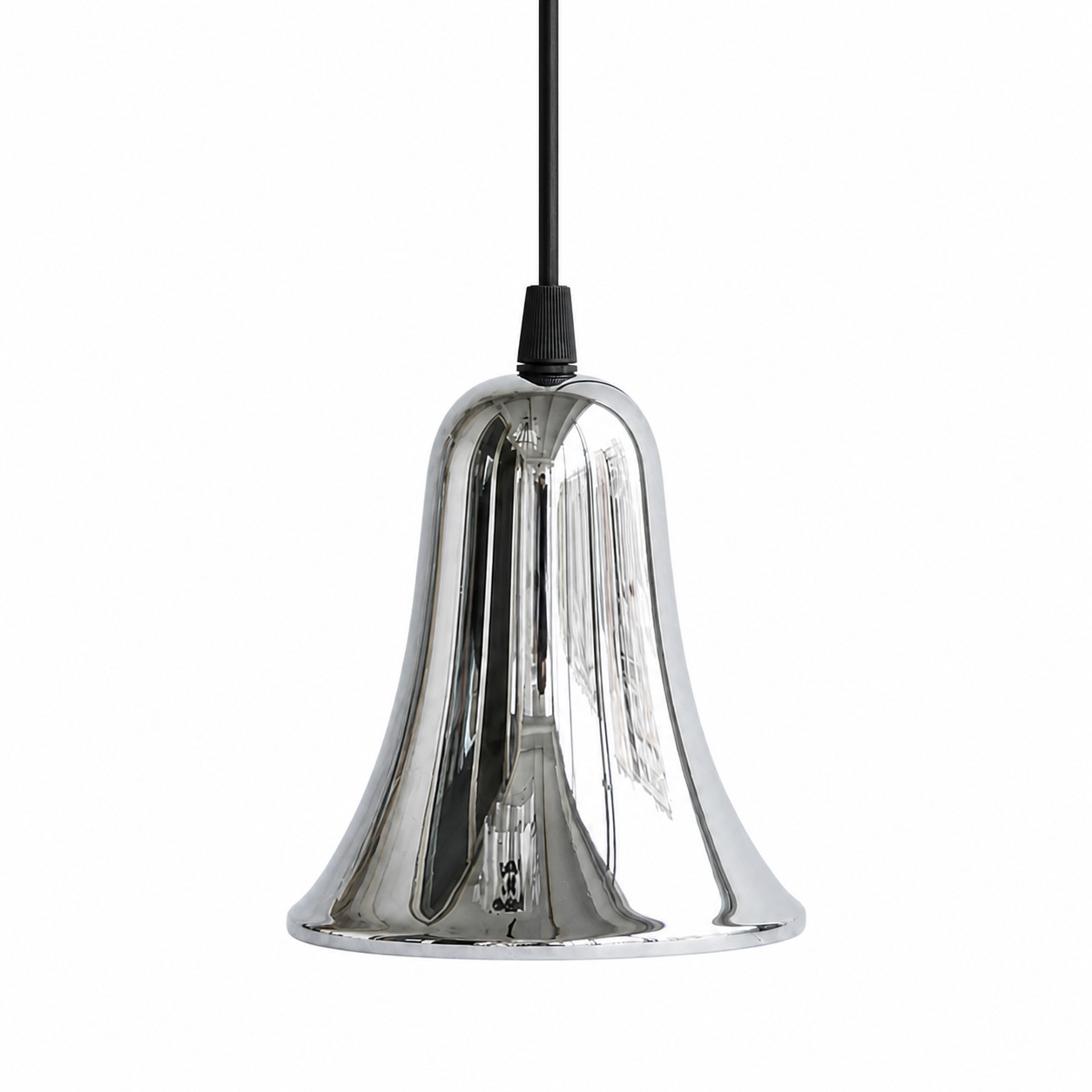 Bell-shaped chrome brass mini pendant light