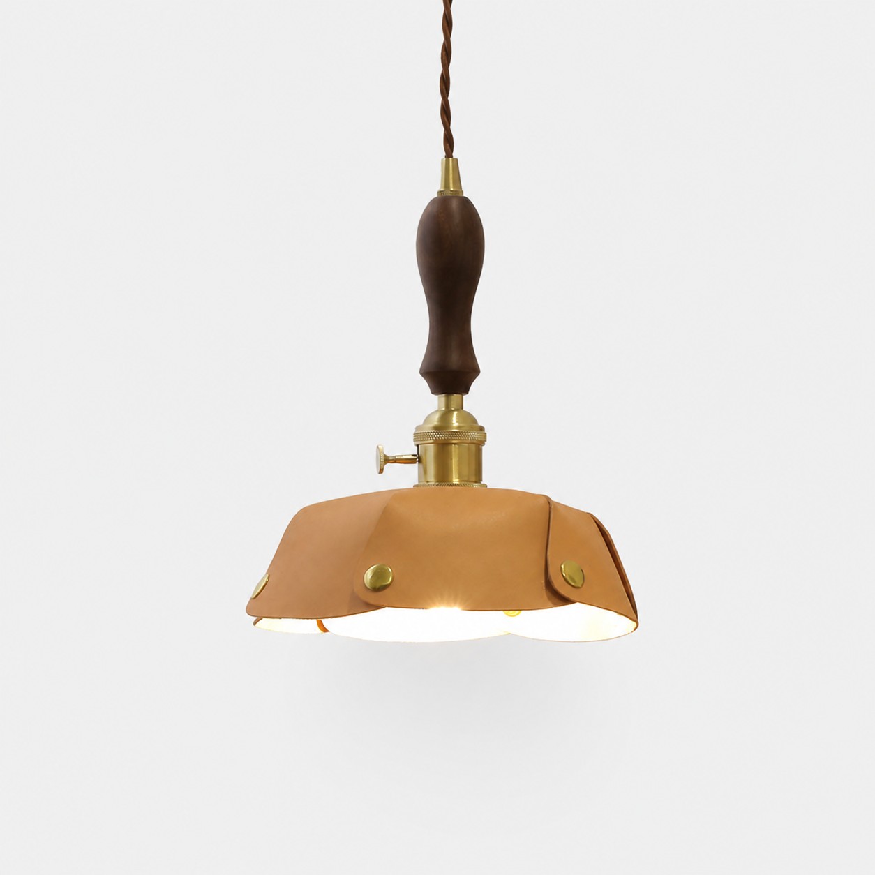 Single Pendant Natural Leather Shade Dia. 25 cm / 9.8 in