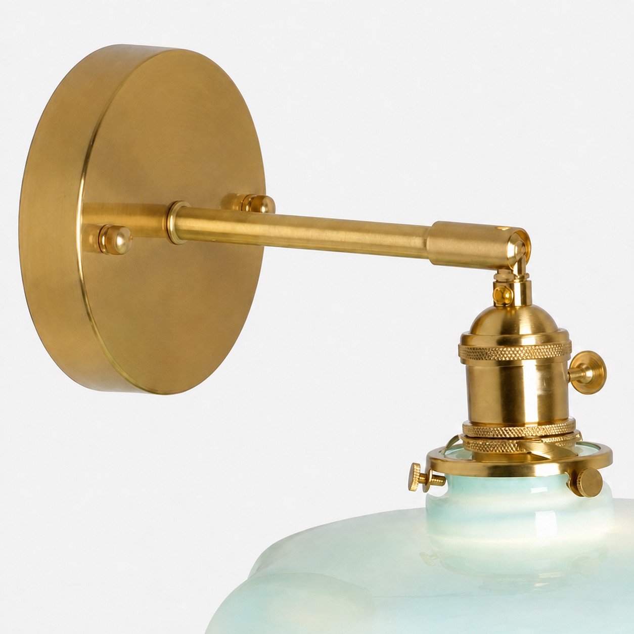Adjustable brass arm and joint detail