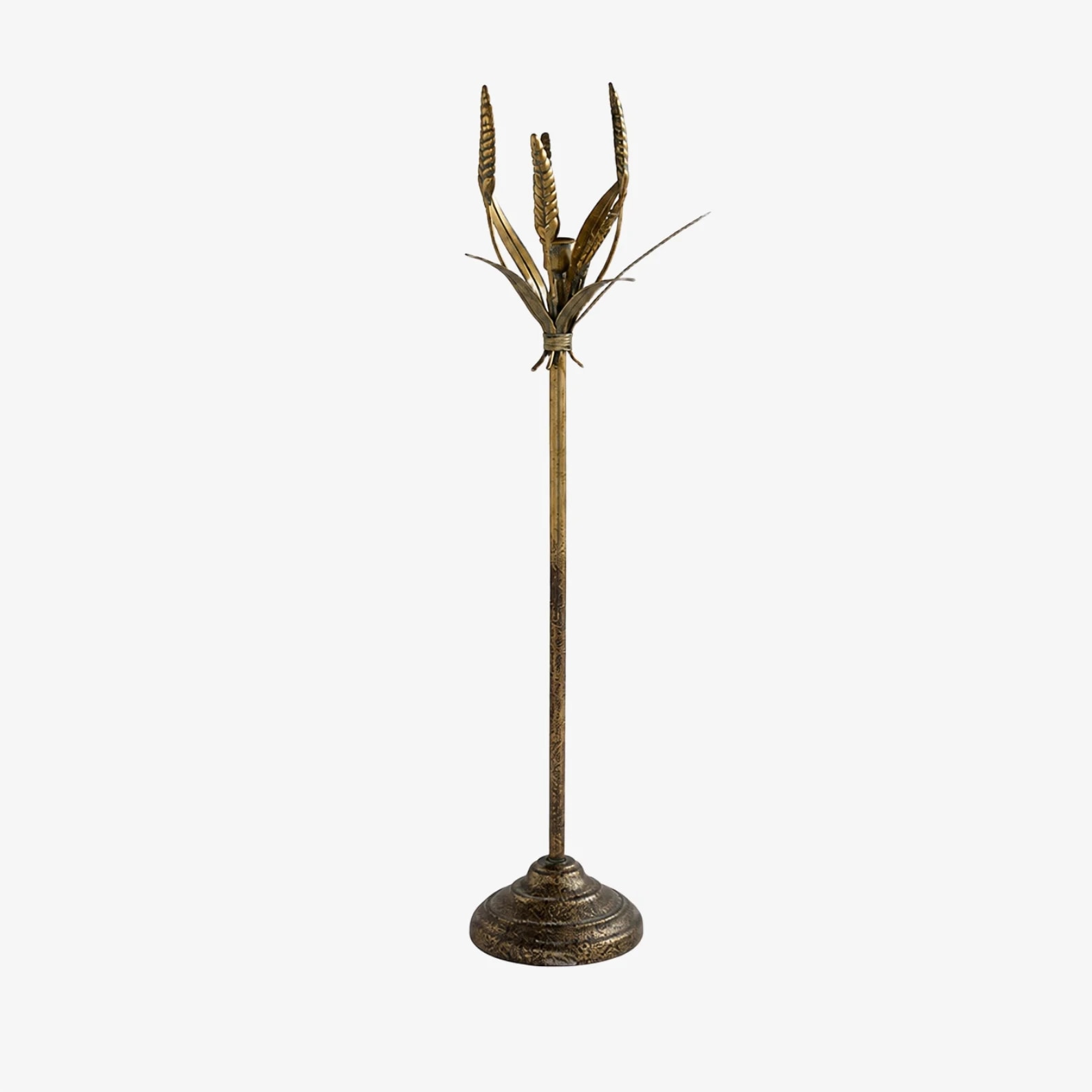 Vintage Brass Wheat Floor Candle Holder