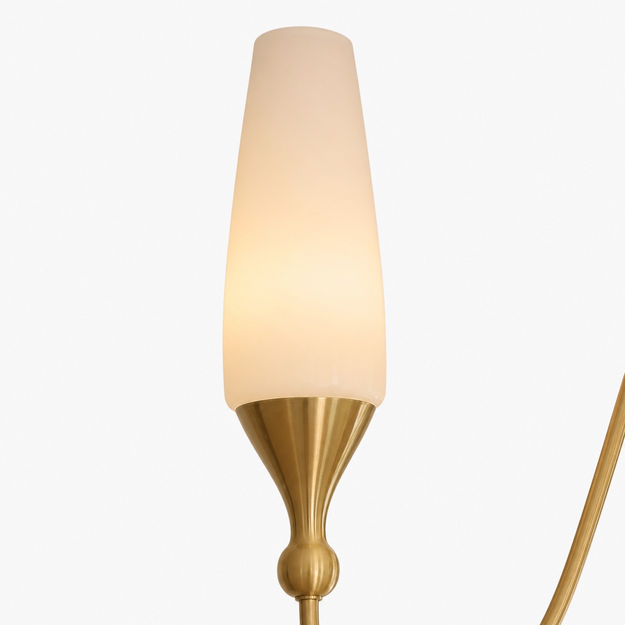 Close-up of glass shade holder and metal detail