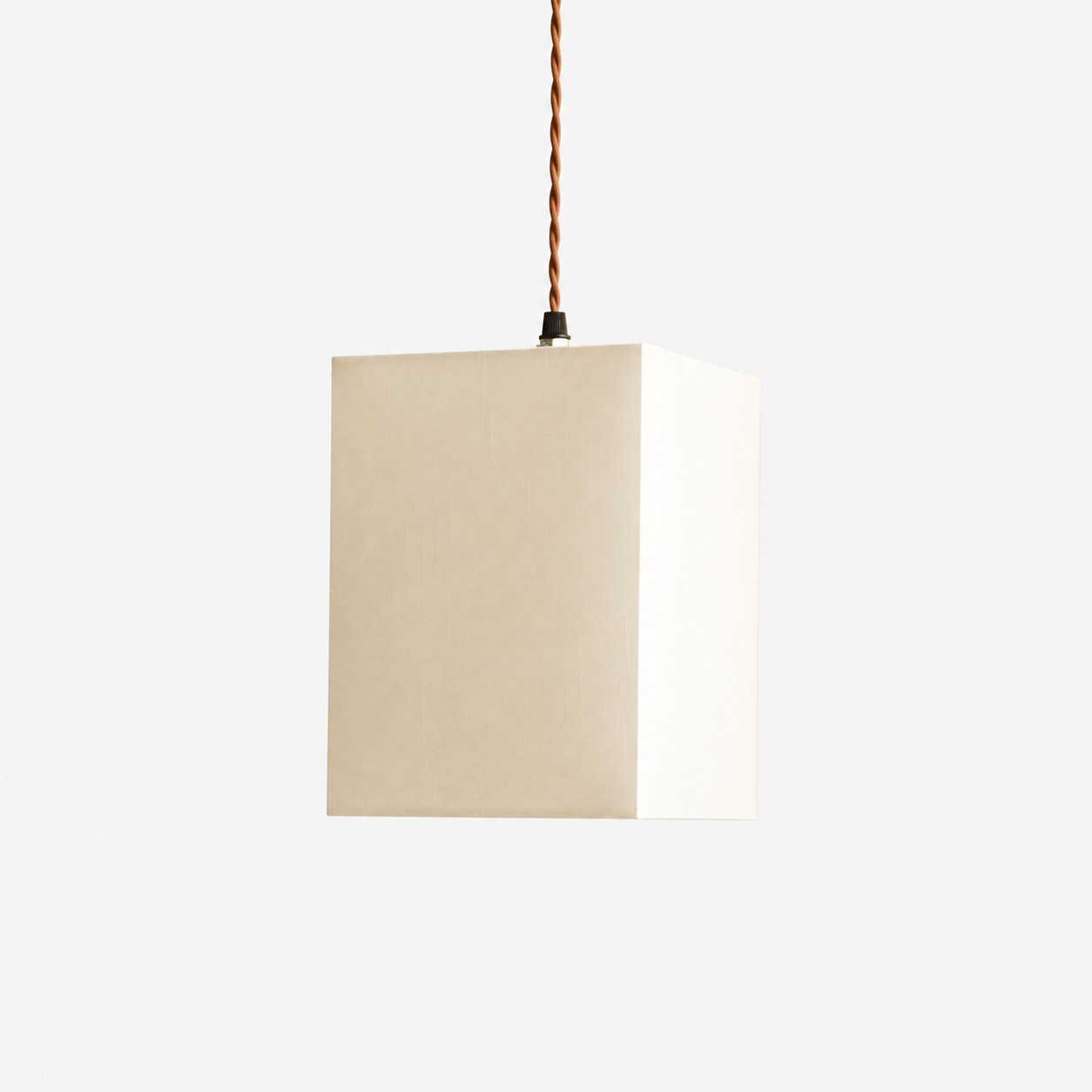 square fabric pendant lamp on white background