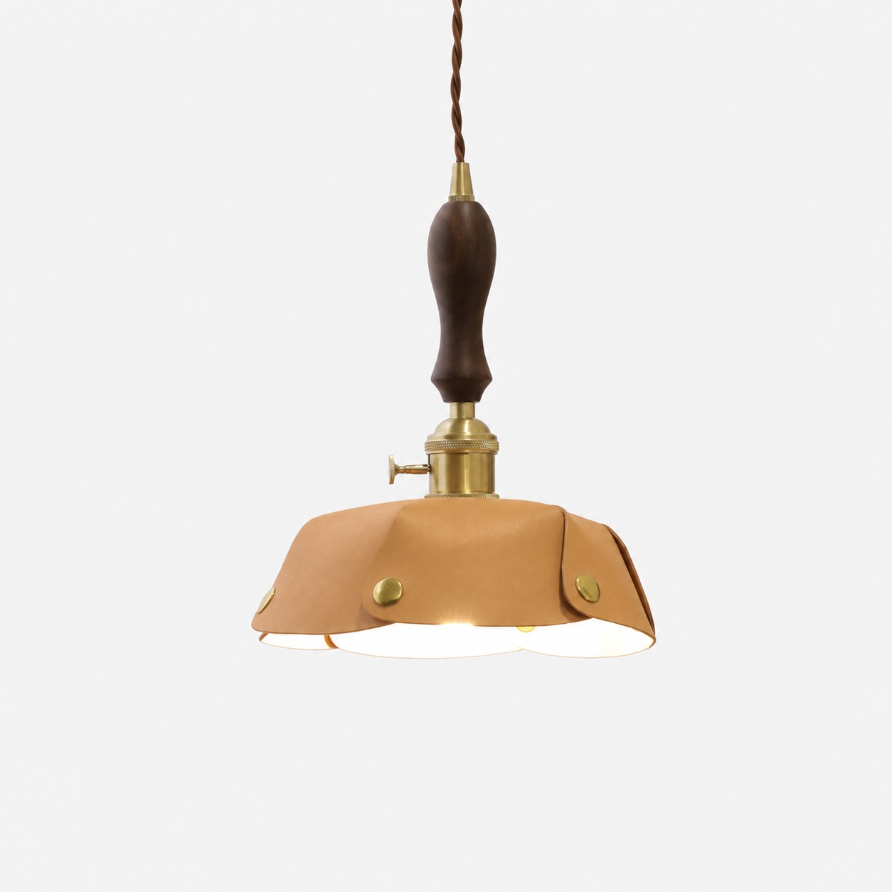 Single Pendant Vintage Brown Leather Shade Dia. 20 cm / 7.9 in