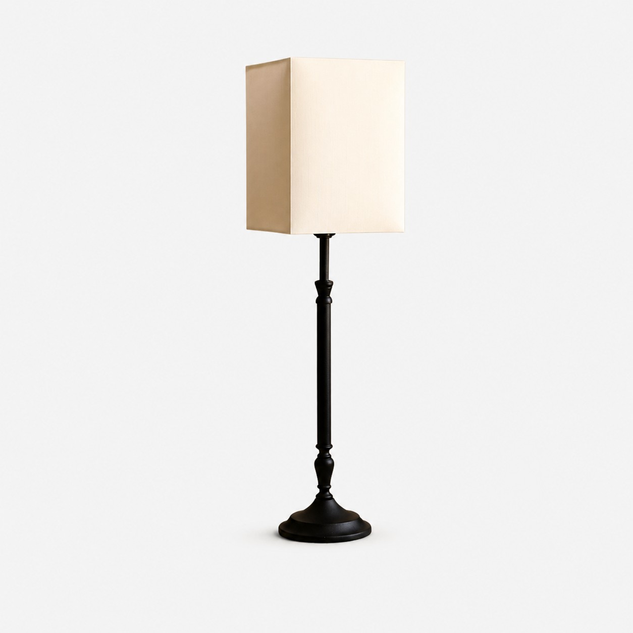 Vierkante lampenkap · Stoffen lampenkap · IJzeren lampvoet · Lampenkap Ø16 × H22cm