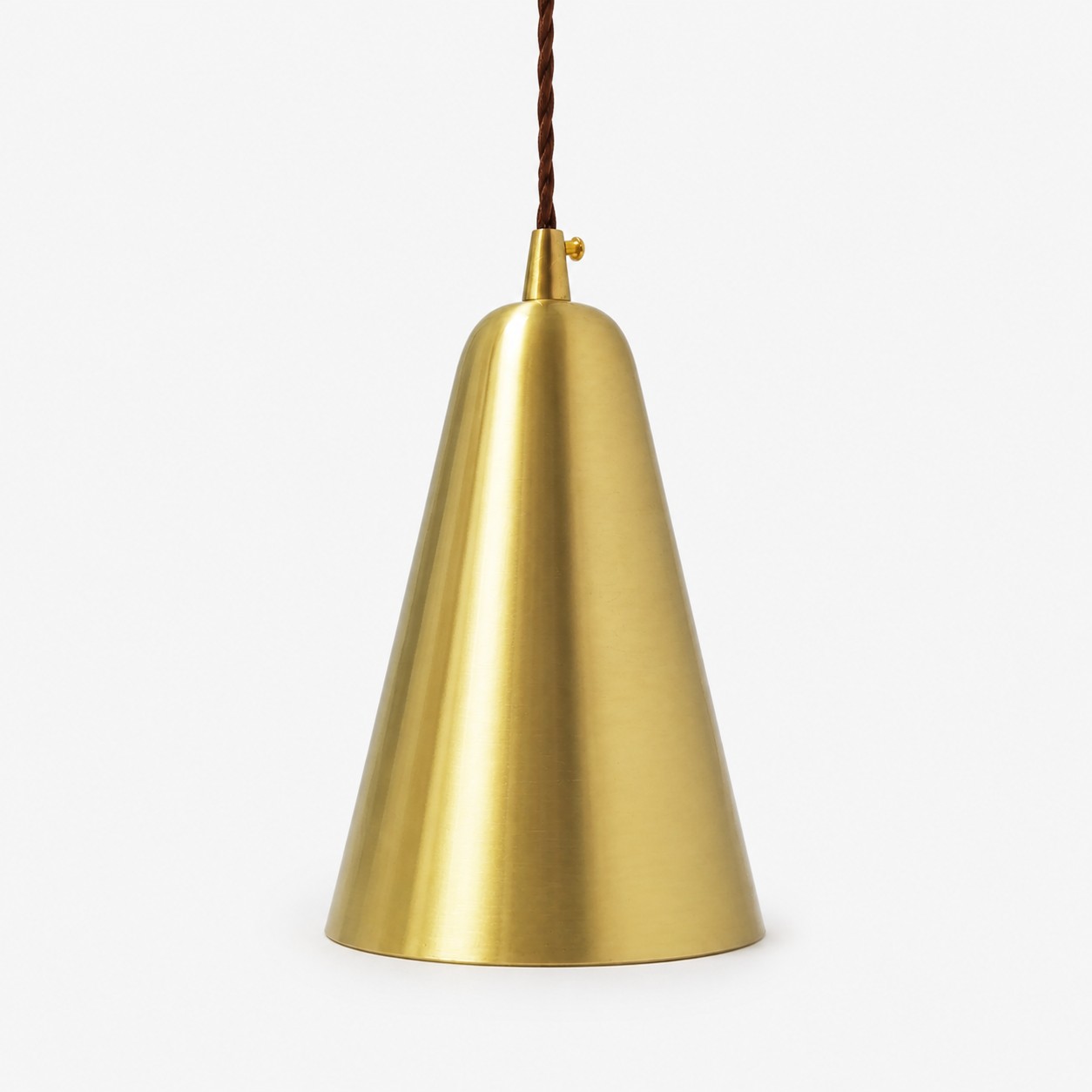 Tapered natural brass mini pendant light