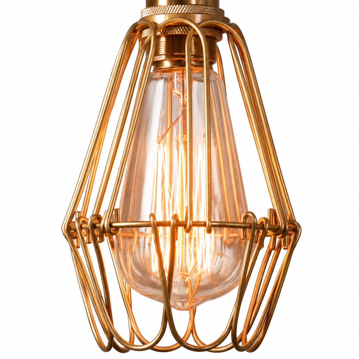 Vintage Brass Cage Pendant Light