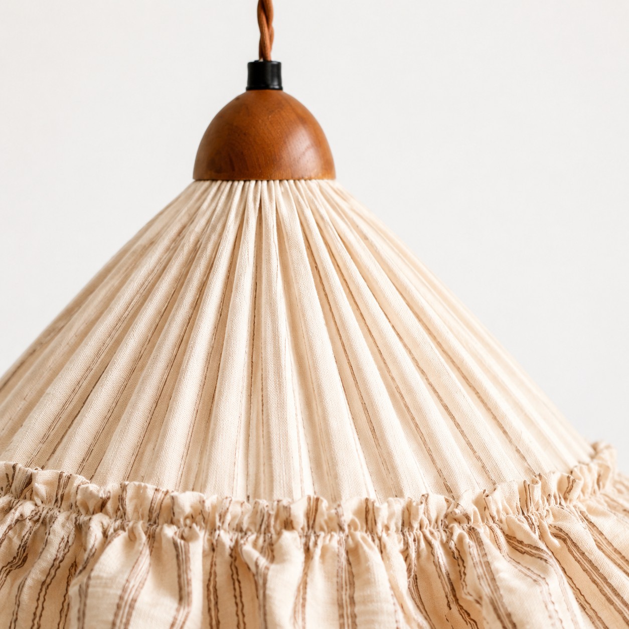 French Country Ruffled Fabric Pendant Light