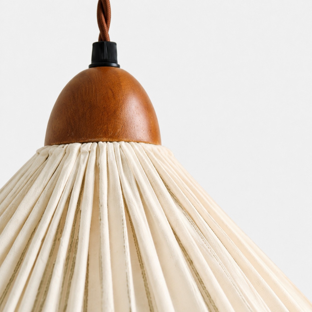 French Country Ruffled Fabric Pendant Light