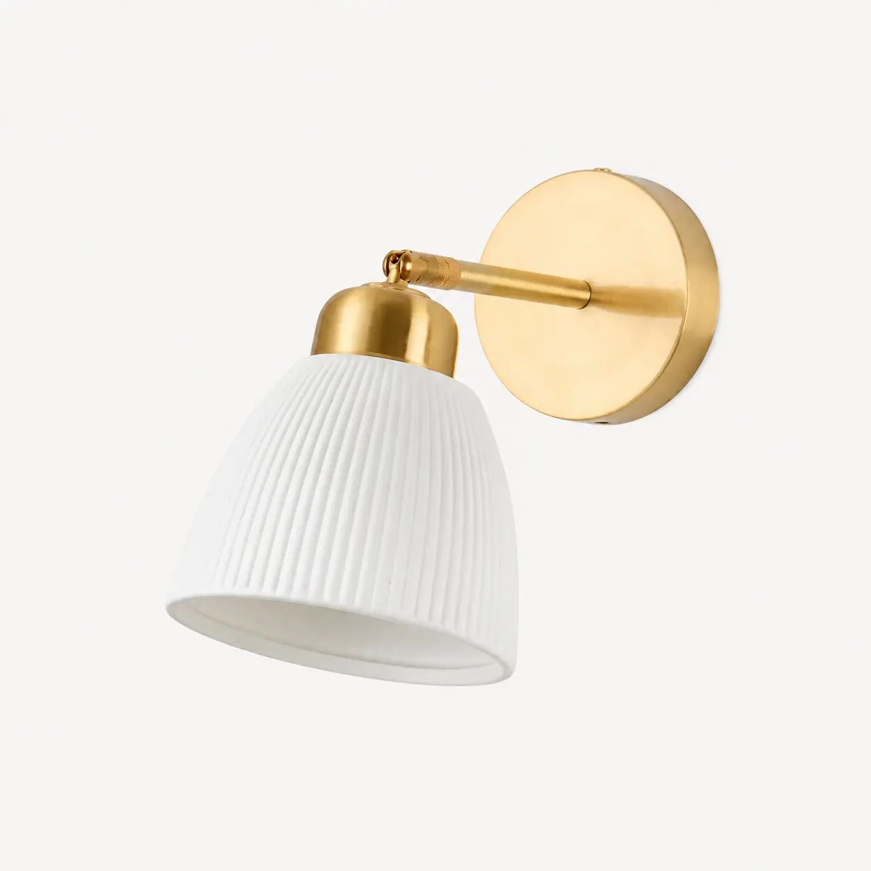 White ceramic and brass adjustable wall sconce