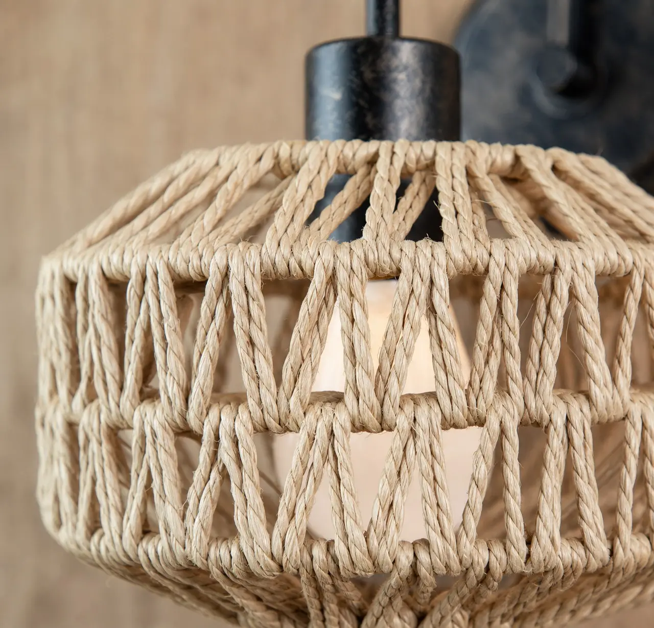 Close view of the natural woven rattan texture