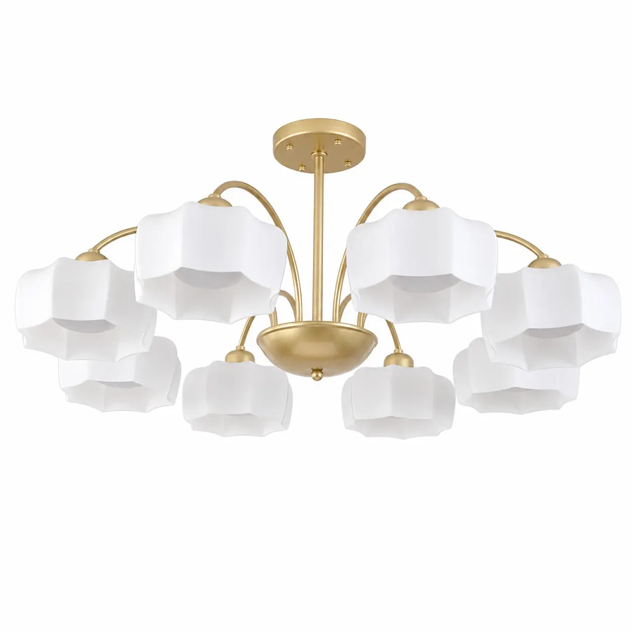 Lustre à 8 lumières or et blanc