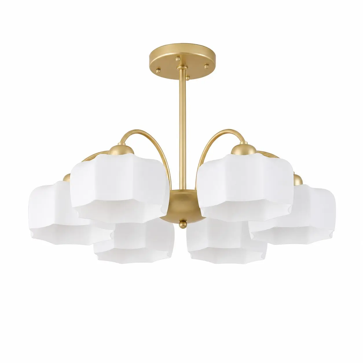 Lustre à six lumières or et blanc