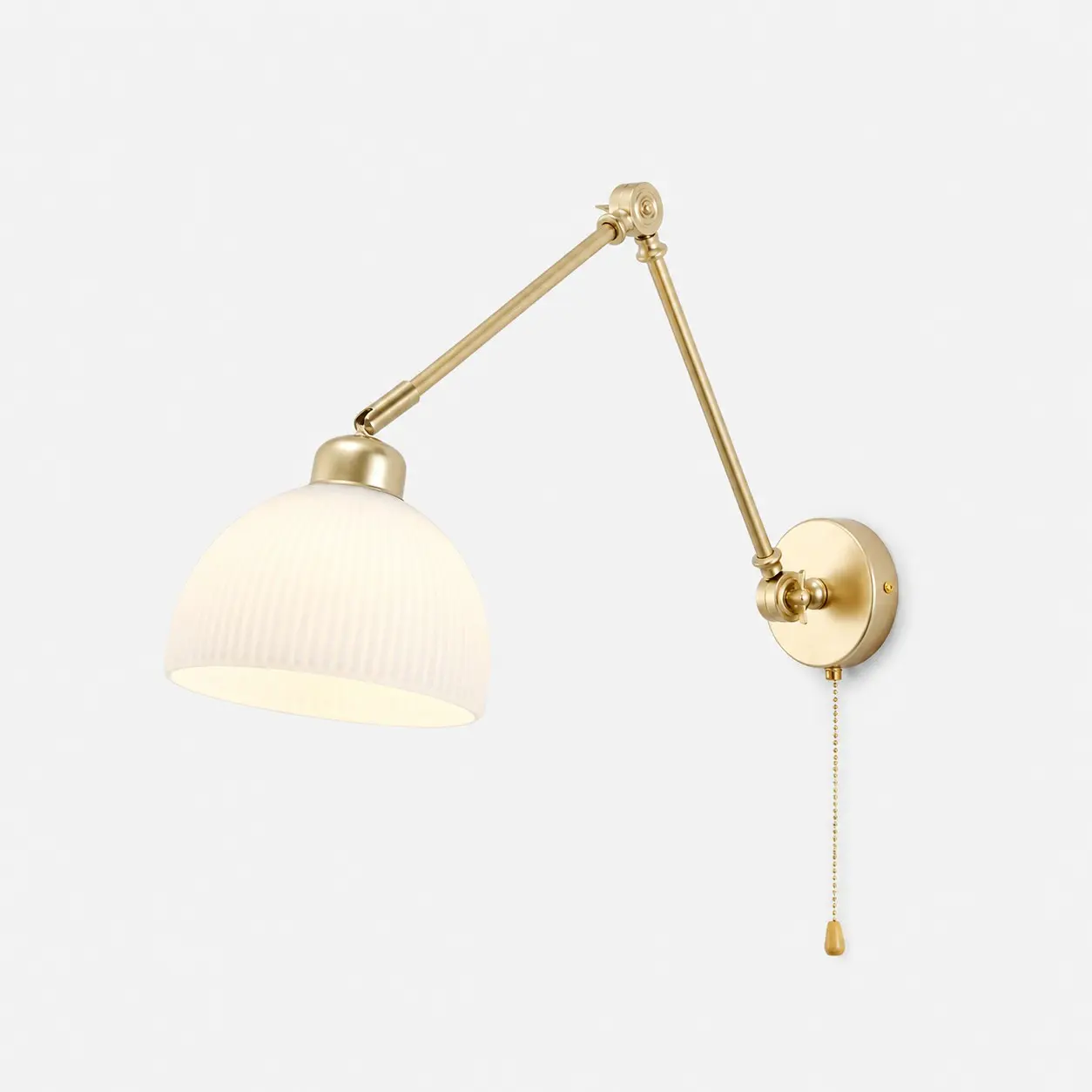 Gold finish wall lamp with fixed wall base