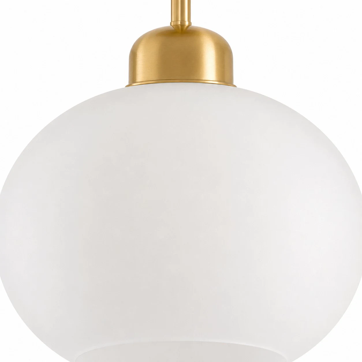 Close view of the rounded opal glass shade