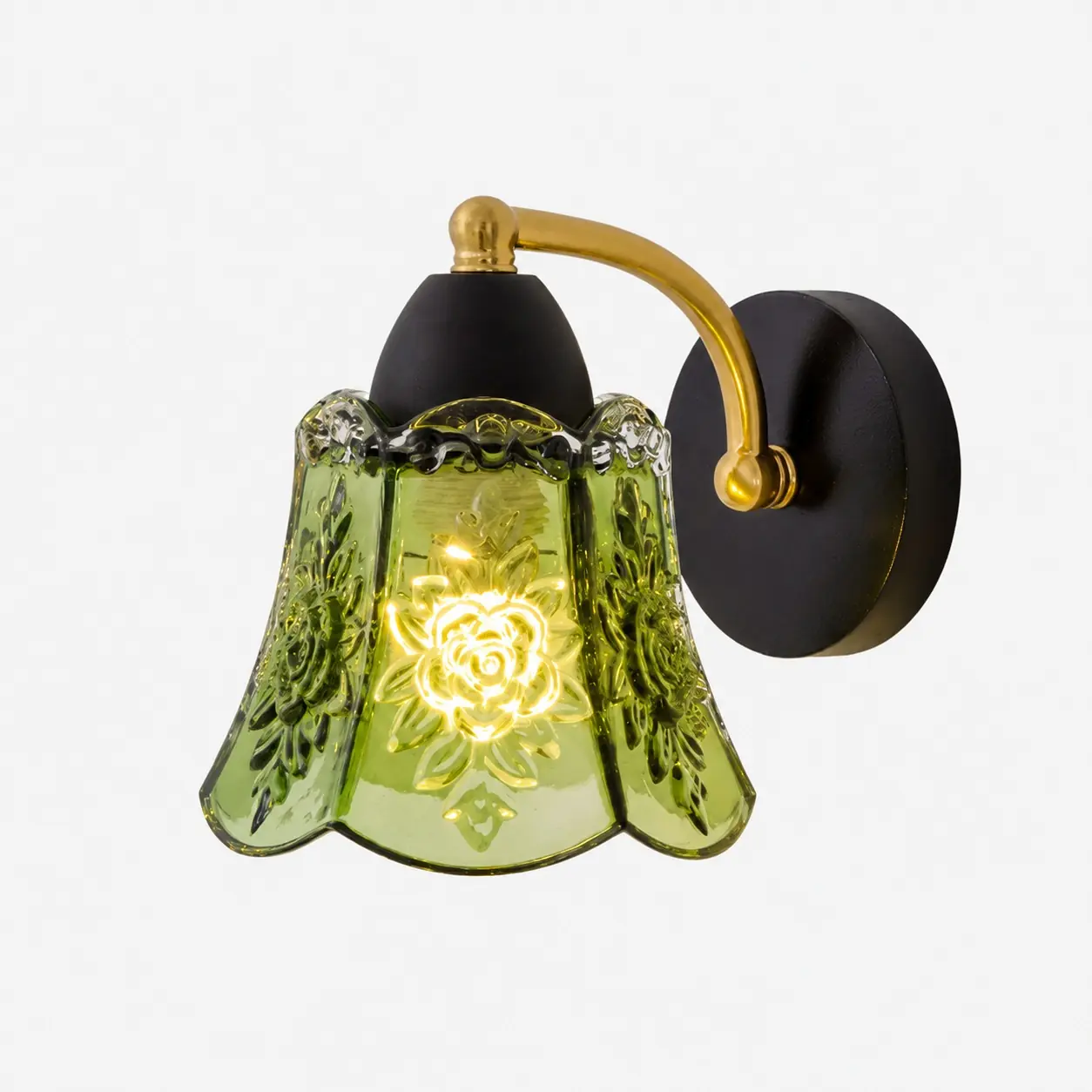Applique murale vintage standard en verre vert