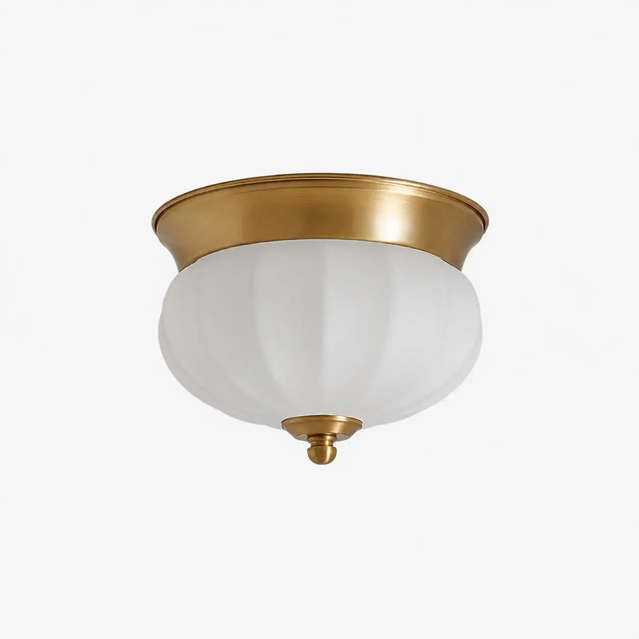 Plafonnier LED intégré en laiton et verre opale