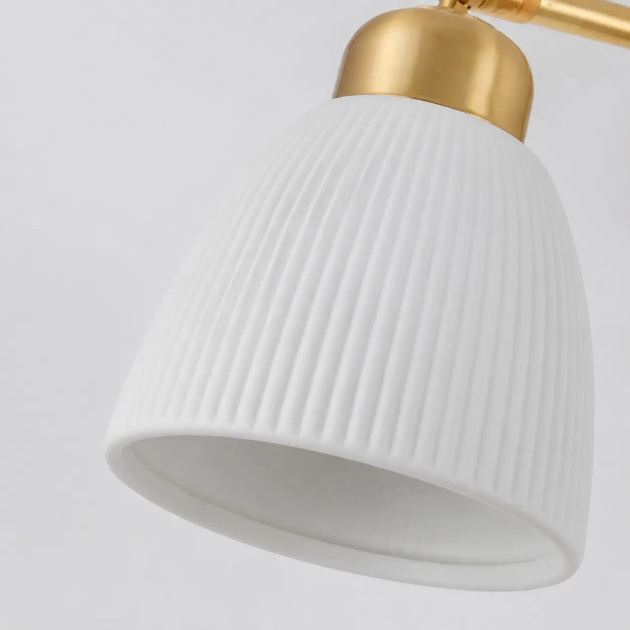 Ribbed white ceramic lampshade detail