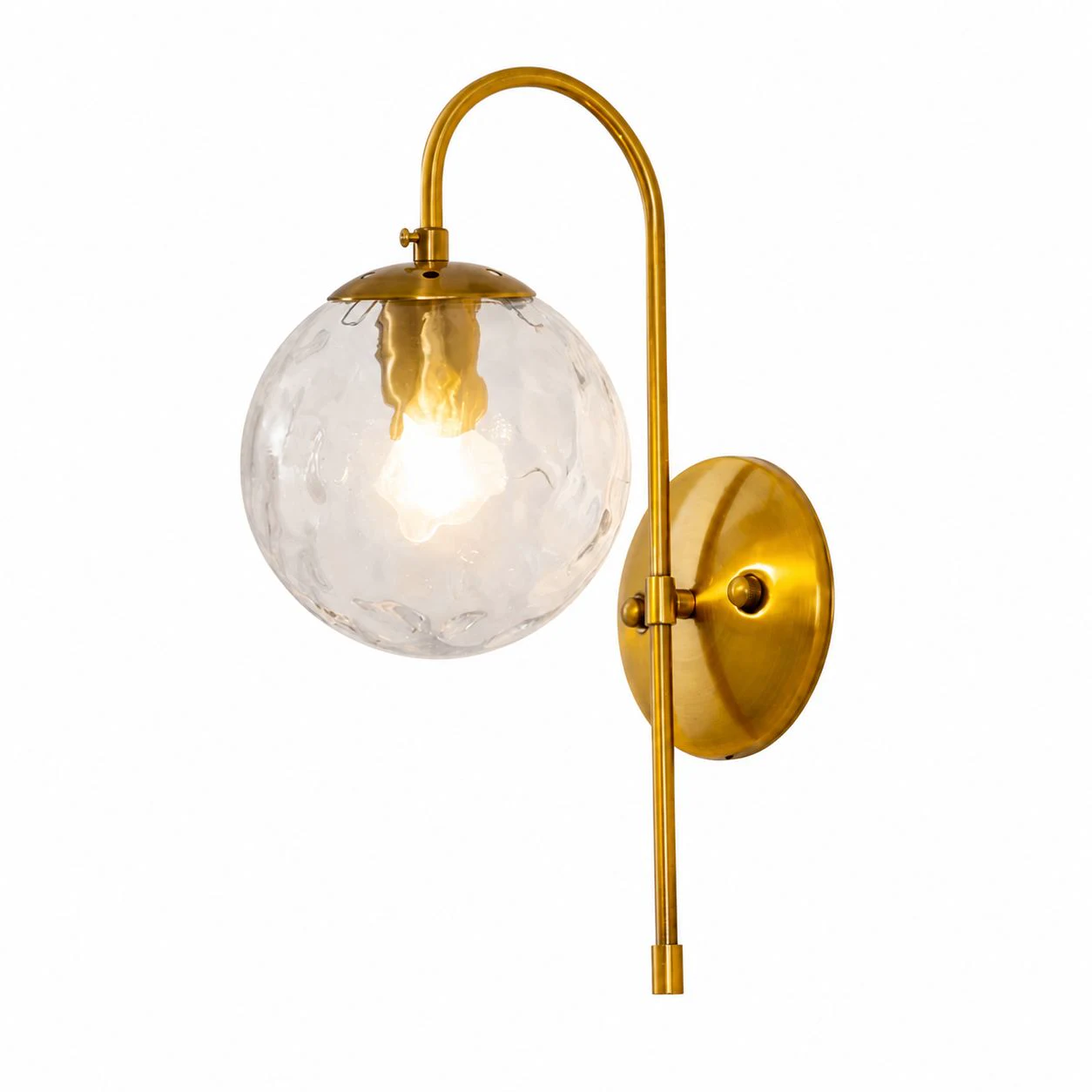 Rippled Glass wall sconce in Gold, style B