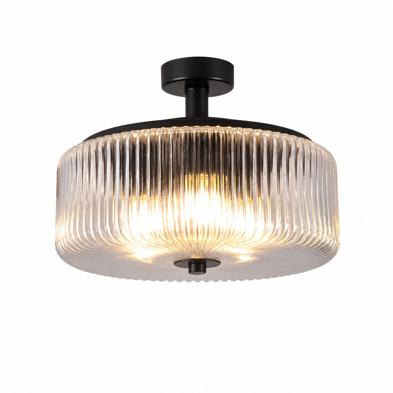 Svart infälld ribbad glastaklampa Artikelnummerbild