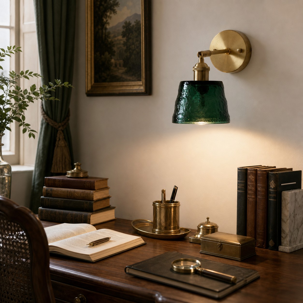 A Colored Glass Accent for Quiet Walls, Bedside Corners, and Layered Vintage Rooms.