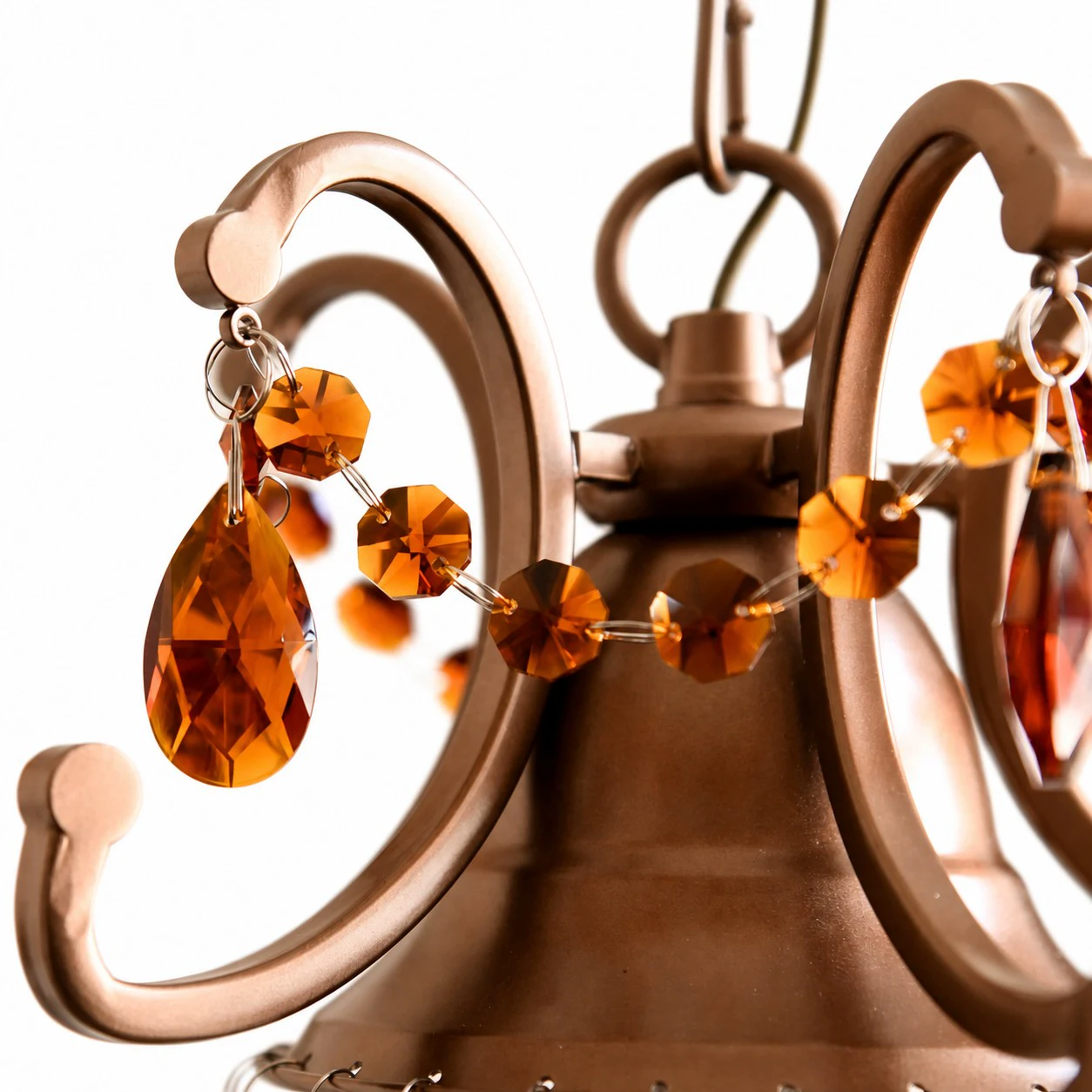 Sculpted iron frame and crystal connection detail