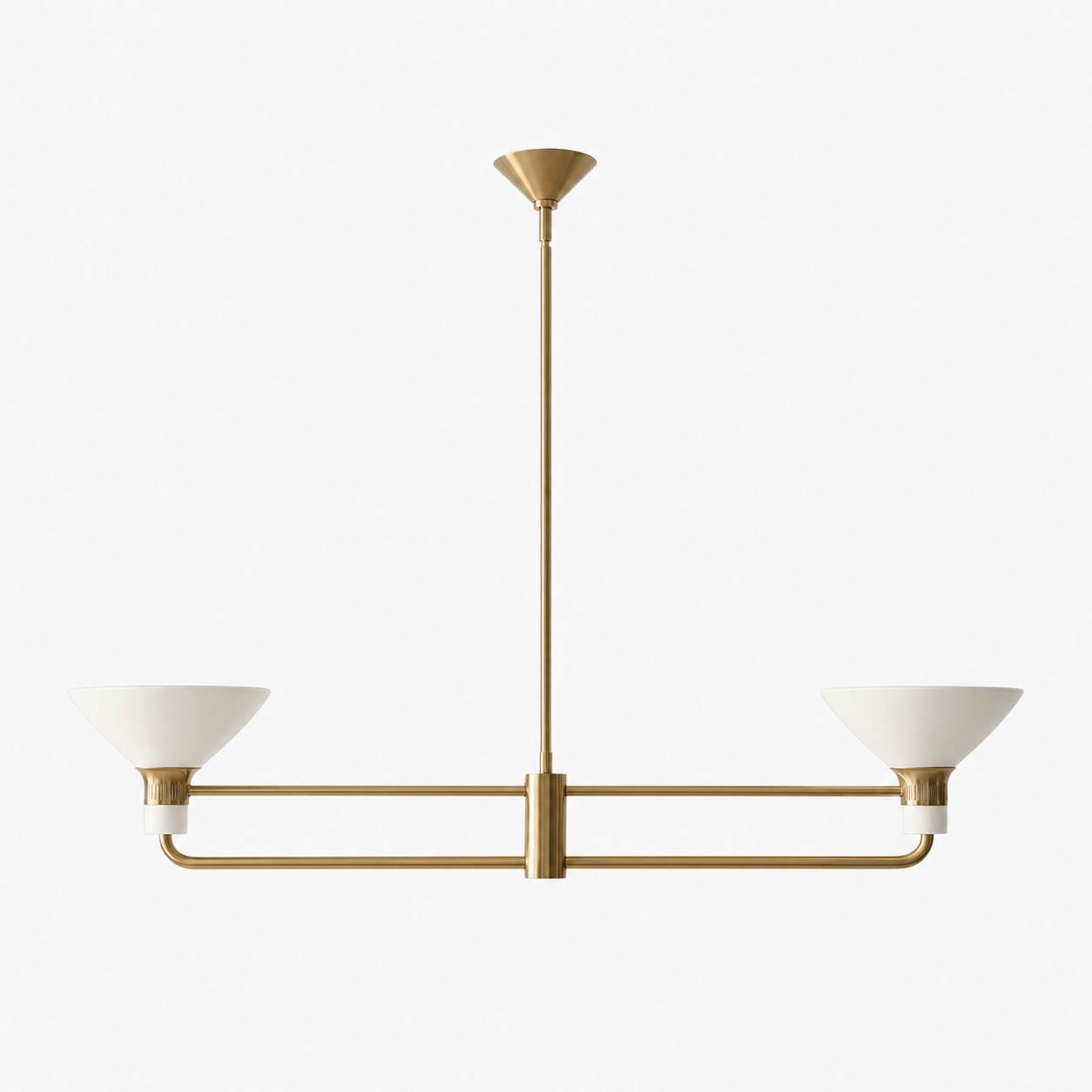 Calvor white brass two heads linear pendant light
