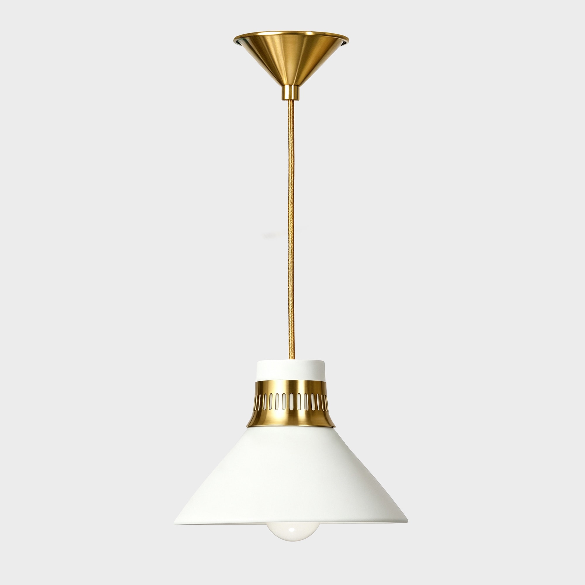 Calvor white brass one head pendant light